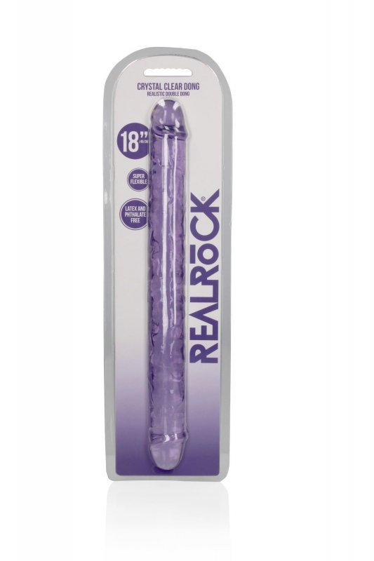 Realistyczny podwójny dildo dong dwustronny - 45 cm Fiolet