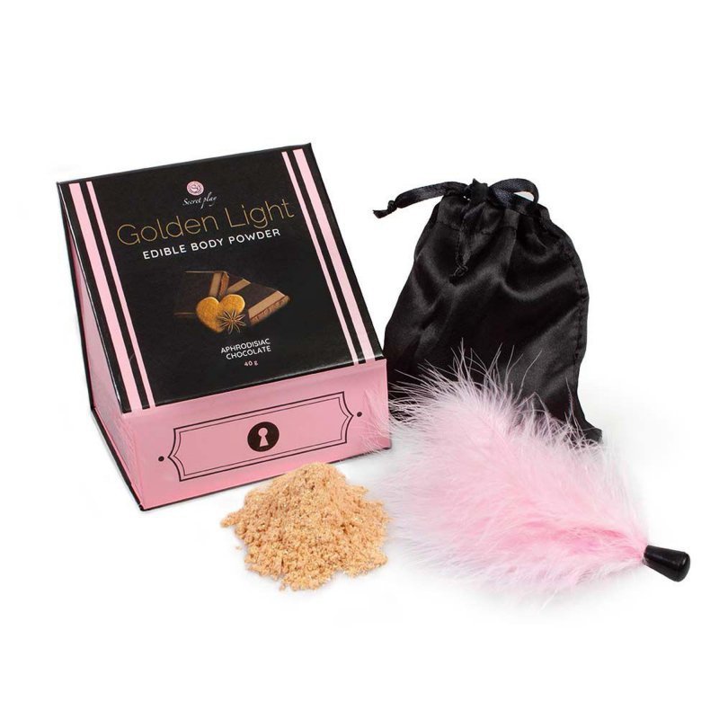 Aphrodisiac chocolate edible powder &amp; feather tickler kit cod.