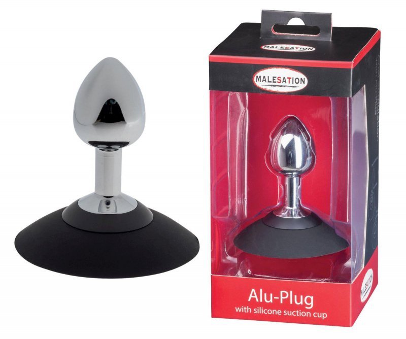 Mały aluminiowy korek analny wtyczka plug z odpinaną przyssawką