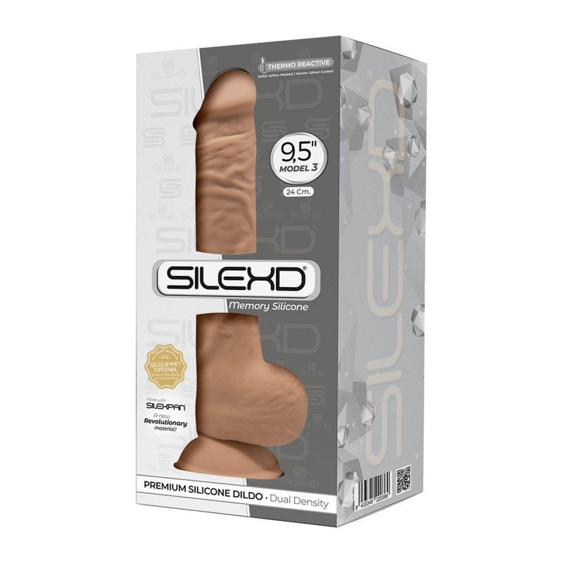 Realistyczne długie dildo z jądrami cyber skóra 24 cm