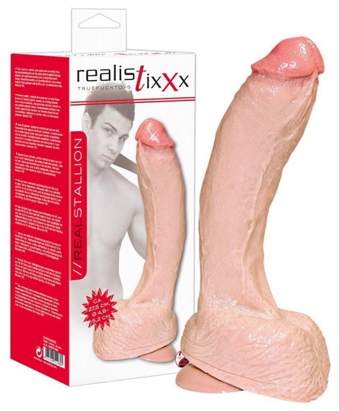 Jak prawdziwe dildo z jądrami penis na przyssawce 27,5 cm