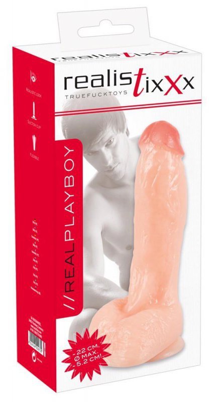 Dildo jak prawdziwy penis z jądrami na przyssawce 23 cm