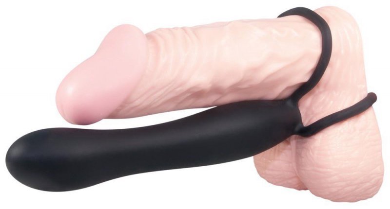 Strap-on nakładka na penisa dildo analne z pierścieniem na jądra 15 cm