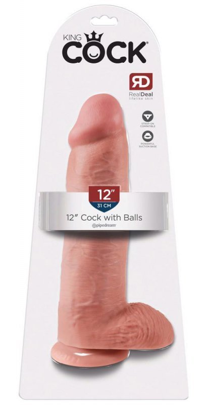Duże realistyczne dildo z jądrami na przyssawce 30 cm