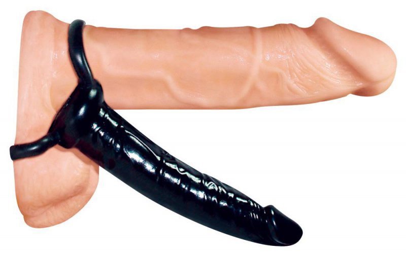Strap-on nakładka na penisa dildo analne z pierścieniem na jądra 16 cm
