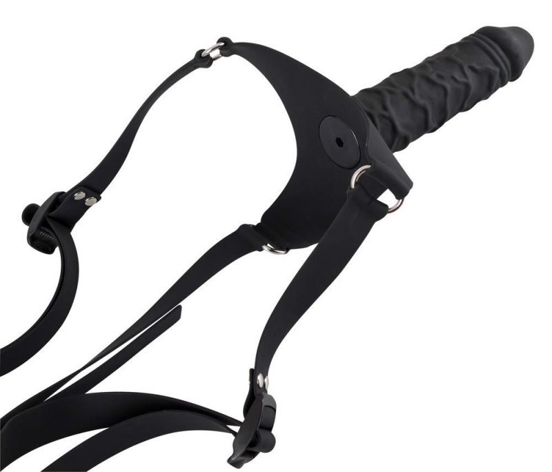 Regulowany strap-on uprząż realistyczne żylaste dildo 17 cm