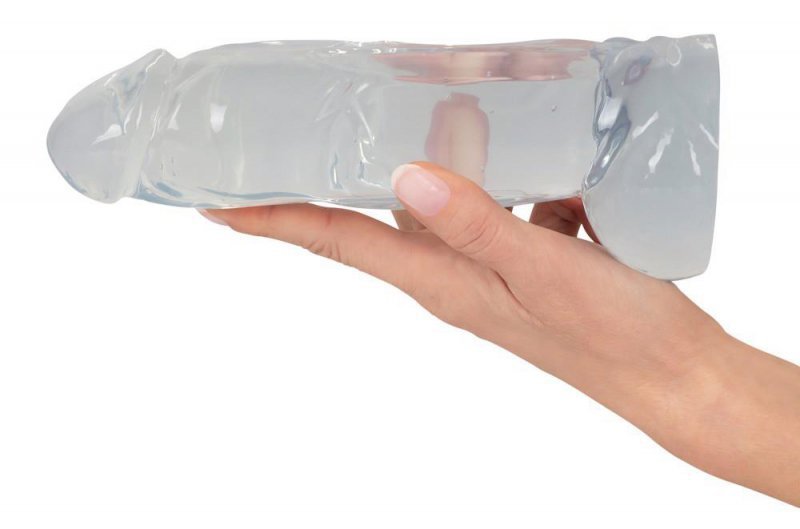 Dildo żelowe na przyssawce penis z jądrami 22 cm