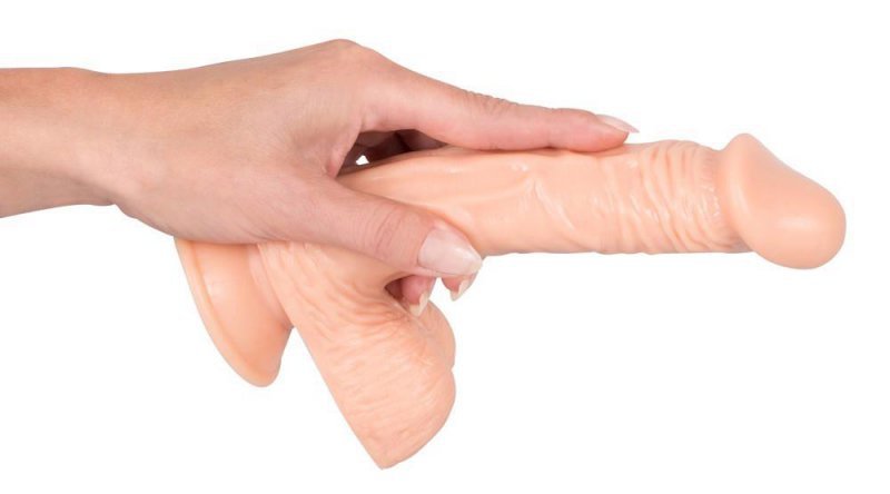 Realistyczny penis z jądrami na przyssawce 20 cm 