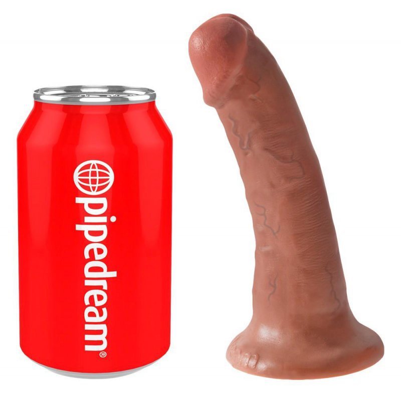 Brązowe realistyczne dildo penis z żyłami na przyssawce 15 cm