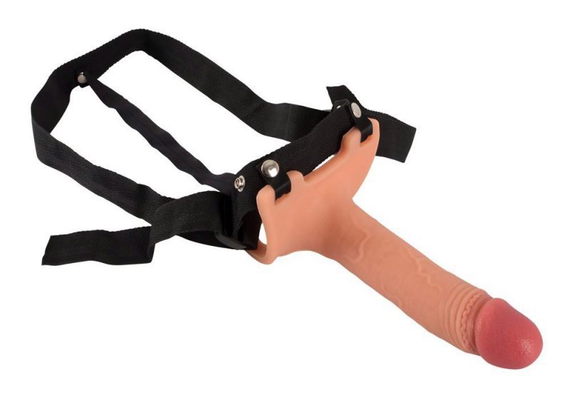 Realistyczne dildo wydłużenie penisa proteza strap-on pierścień na jądra 19,5 cm