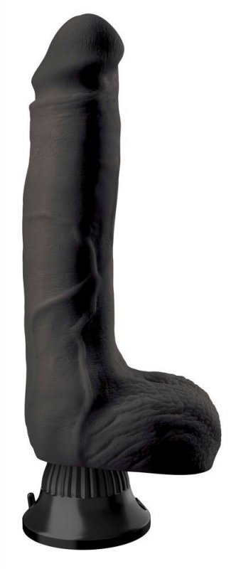 Realistyczny wibrator na przyssawce z jądrami czarny 23 cm