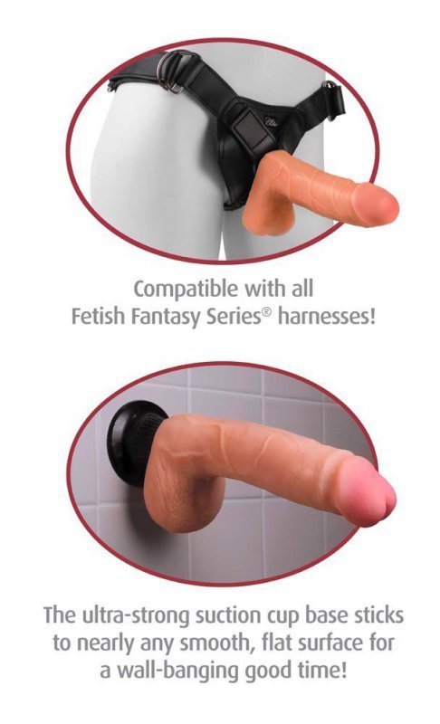 Realistyczny wibrator na przyssawce z jądrami czarny 23 cm