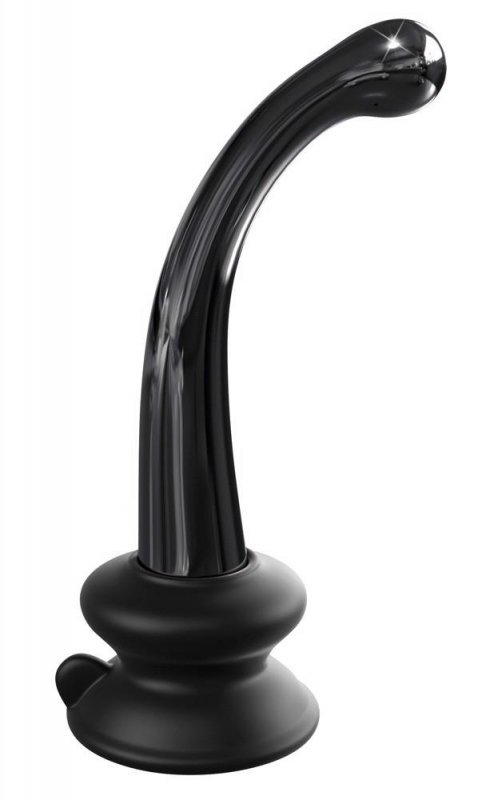 Szklane zakrzywione dildo do punktu g z przyssawką 15 cm