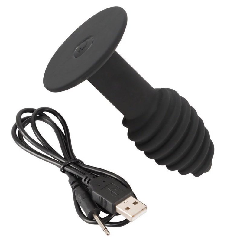 Wibrujący korek analny z wypustkami w kształcie spirali zatyczka plug