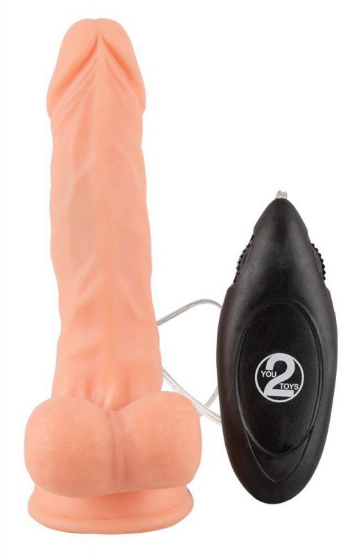 Naturalne dildo z wibracją na przyssawce 17,5 cm