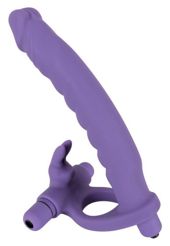 Dildo nakładka pierścień erekcyjny z króliczkiem do podwójnej penetracji anus