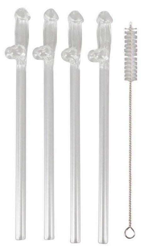 Słomki peniski penisy na panieński Glass Drinking Straw Willy 4szt