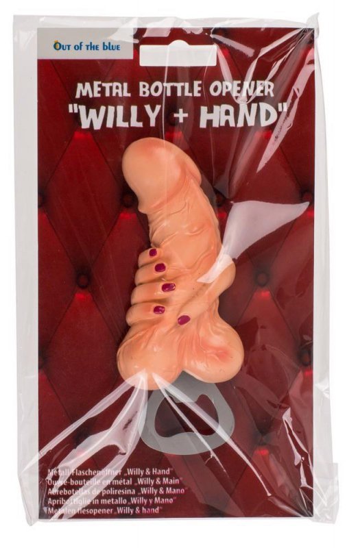 Metal bottle opener willy + hand