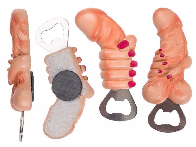 Metal bottle opener willy + hand