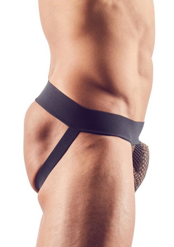 Jockstrapy męskie z siateczki prześwitujące czarne Men´s Jock XL