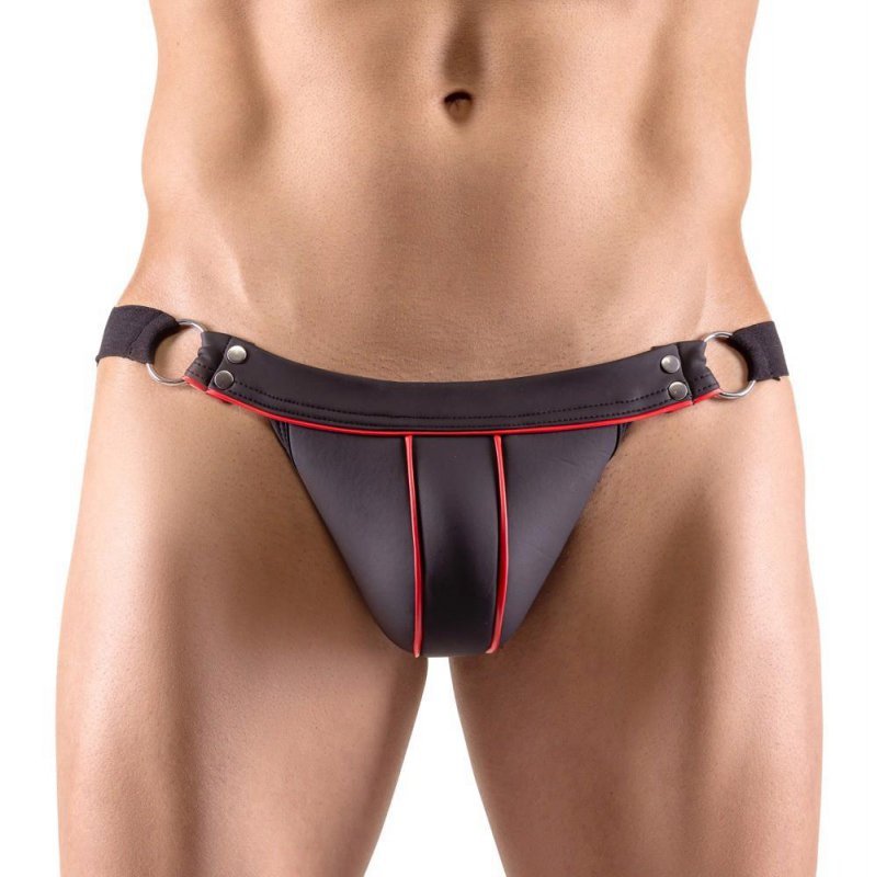Męskie majtki jockstrapy odkryte pośladki Men's Jock string czarne L/XL