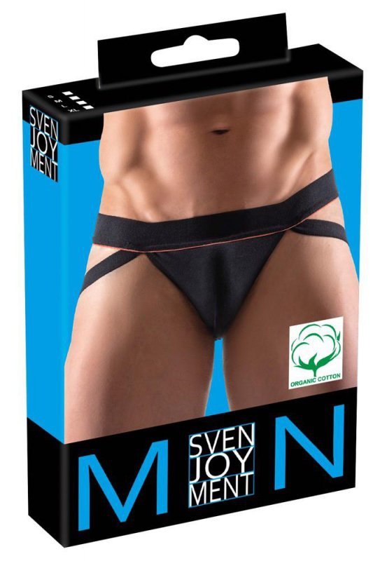 Męskie majtki jockstrapy odkryte pośladki Men's jock czarne L