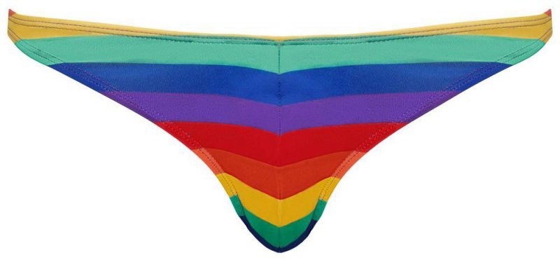 Męskie stringi kolorowe tęczowe Men Thong Rainbow S