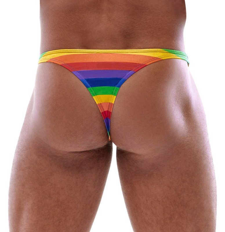 Męskie stringi kolorowe tęczowe Men Thong Rainbow M