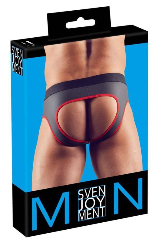 Błyszczące neoprenowe jockstrapy z zamkiem rozpinane czerwone przeszycie Men´s Jock M