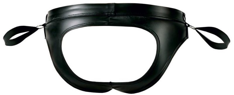 Jockstrapy męskie z kajdankami BDSM czarne paski XL