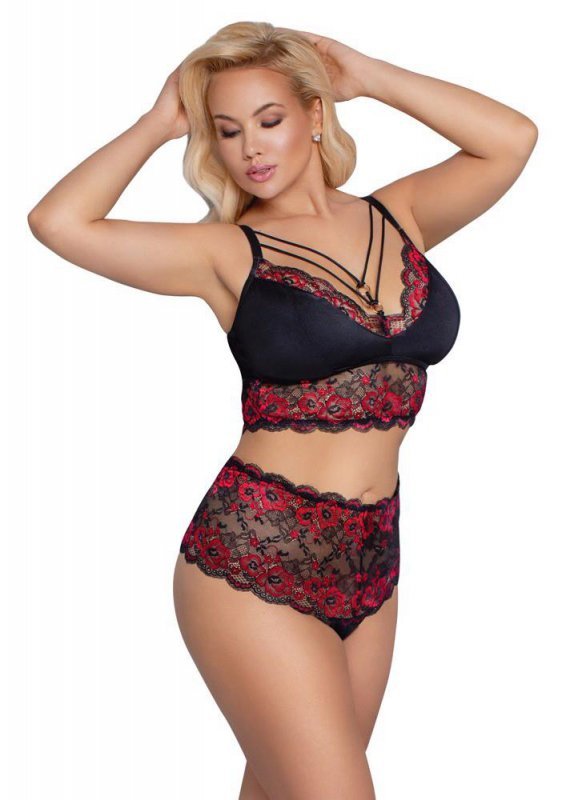 Śliczny komplet bielizny Cottelli szeroka koronka 2XL