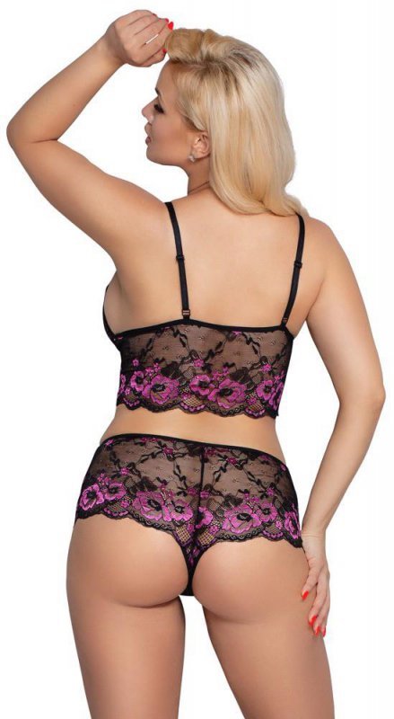 Śliczny komplet bielizny Cottelli szeroka koronka XL/2XL