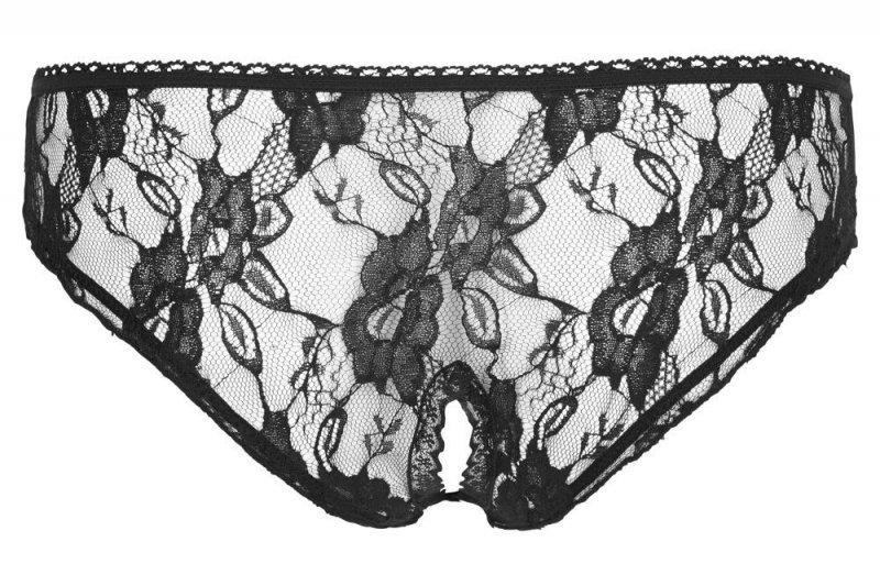Czarne majteczki koronkowe z dziurką Cottelli XL