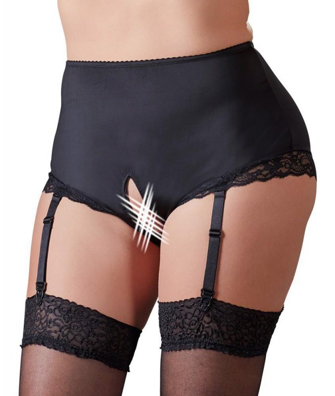 Majtki odkryte z dziurką i pasem do pończoch Cottelli  2XL