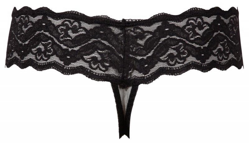 Erotyczne stringi czarne z koralikami perły Cottelli XL