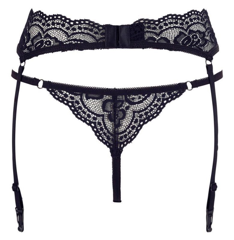 Czarny sex pas do pończoch + stringi Cottelli M