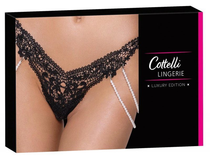 Stringi z perłami koralikami koronka Cottelli M/L