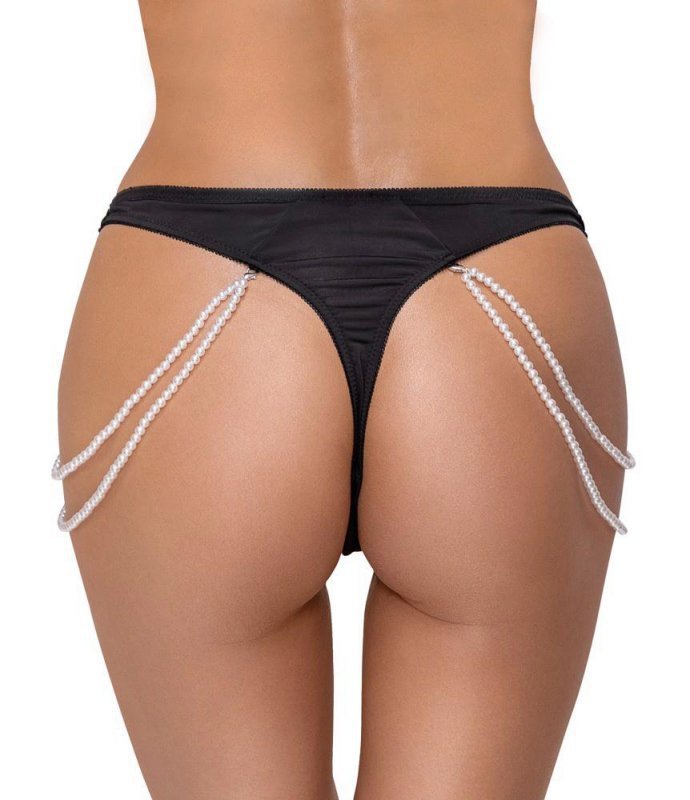 Stringi z perłami koralikami koronka Cottelli M/L