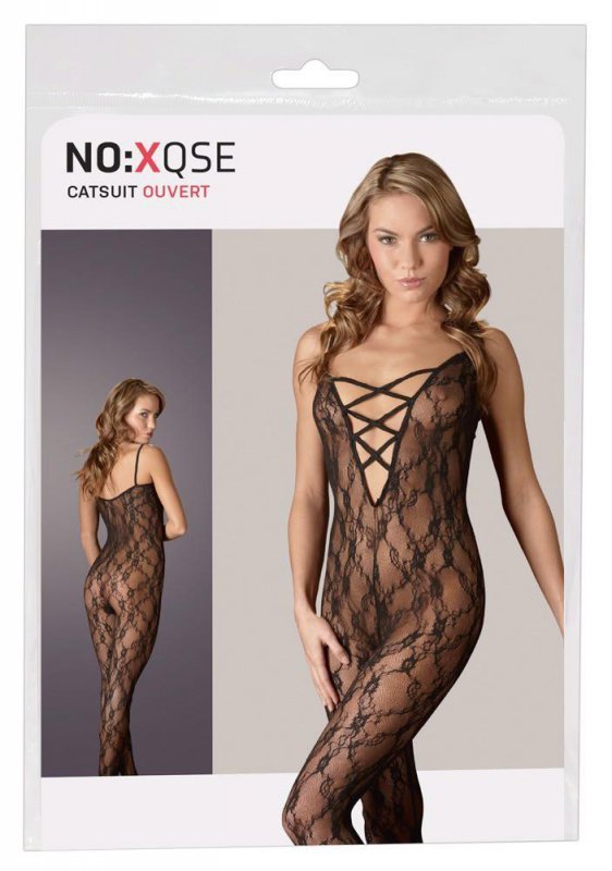 Uwodzicielski bodystocking koronkowy kombinezon erotyczny S/M