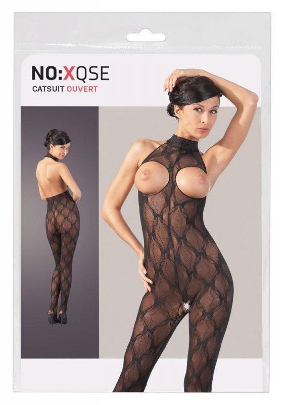 Uwodzicielski bodystocking kombinezon z odkrytymi piersiami S-L