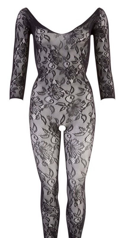 Seksowny bodystocking koronkowy kombinezon z długim rękawem S-L
