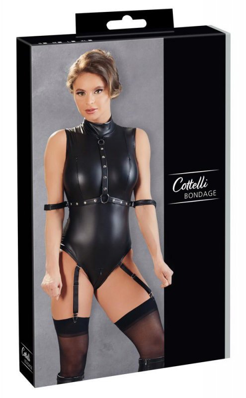 Błyszczące seksowne body z wiązaniami Cottelli L