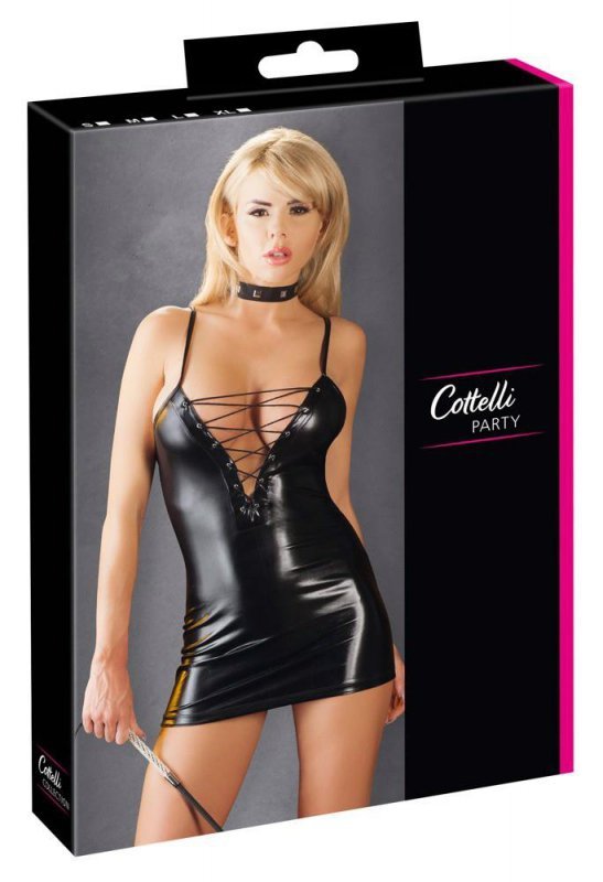 Erotyczna sukienka mini błyszcząca bdsm Cottelli S