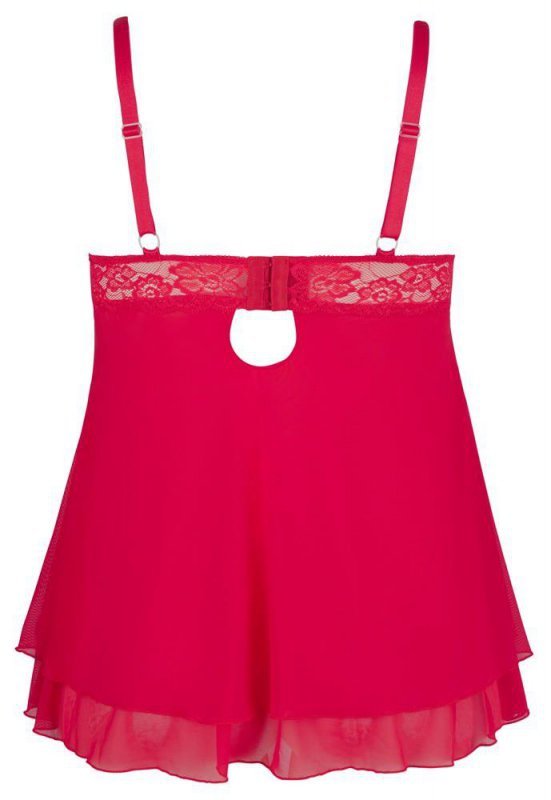Czerwona sexy koszulka babydoll plus size Cottelli 4XL