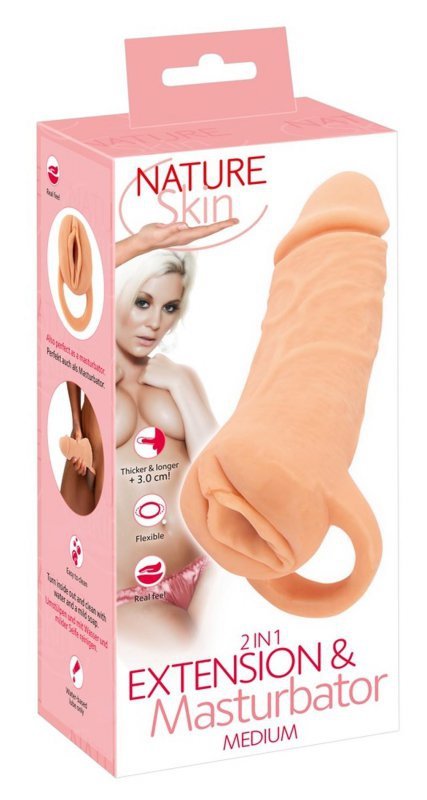Masturbator przedłużka penisa Nature Skin Extender Medium 18,5 cm