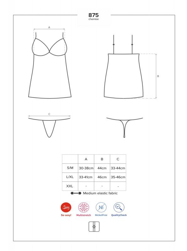 Bielizna 875-CHE-1 koszulka i stringi L/XL