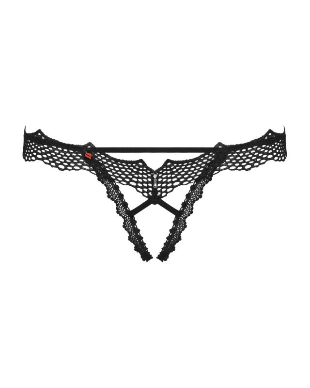 Obsessive Bravelle stringi otwarte czarne  S/M