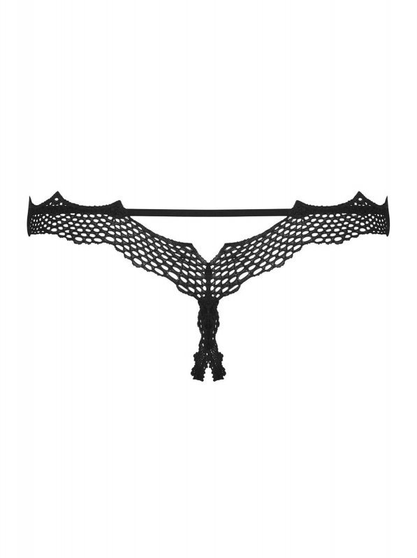 Obsessive Bravelle stringi otwarte czarne  S/M