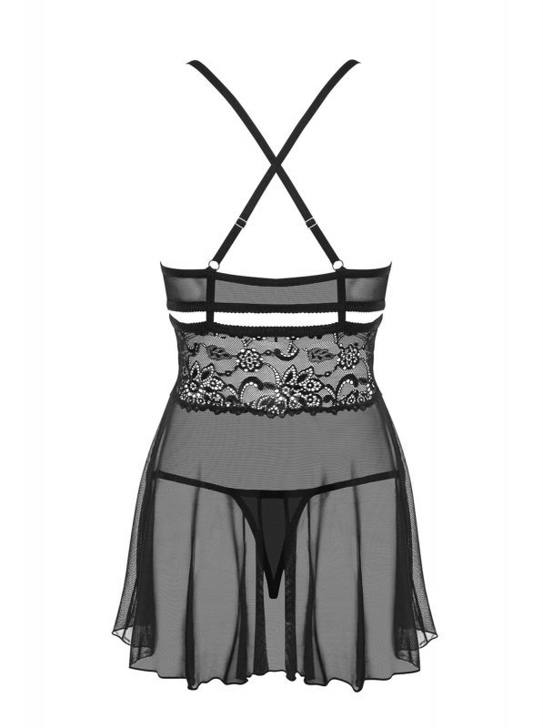 Obsessive koszulka nocna 838-BAB-1 babydoll i stringi czarna XXL