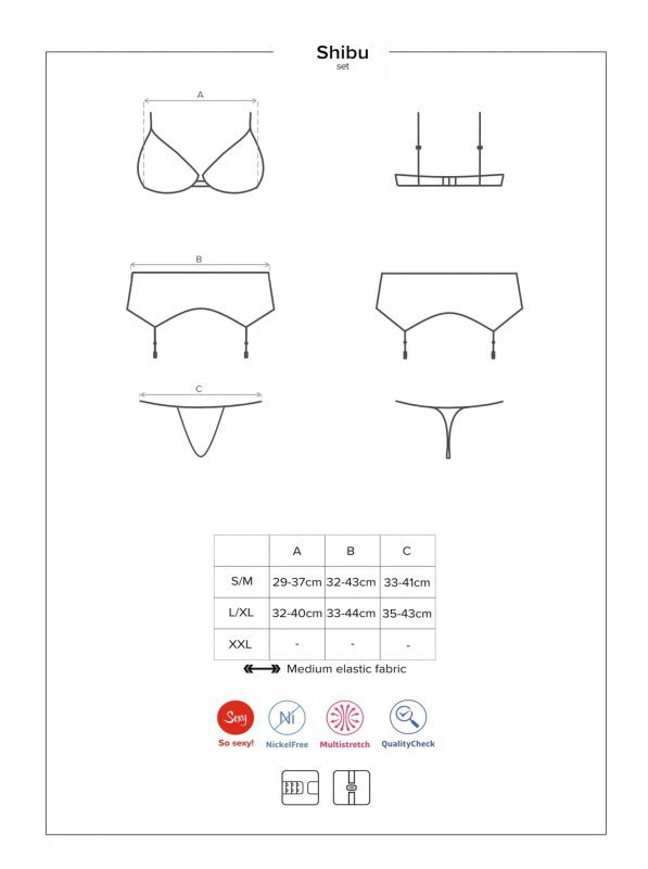 Obsessive Shibu komplet 3-częściowy czarny  S/M